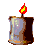 a small graphic of a candle
